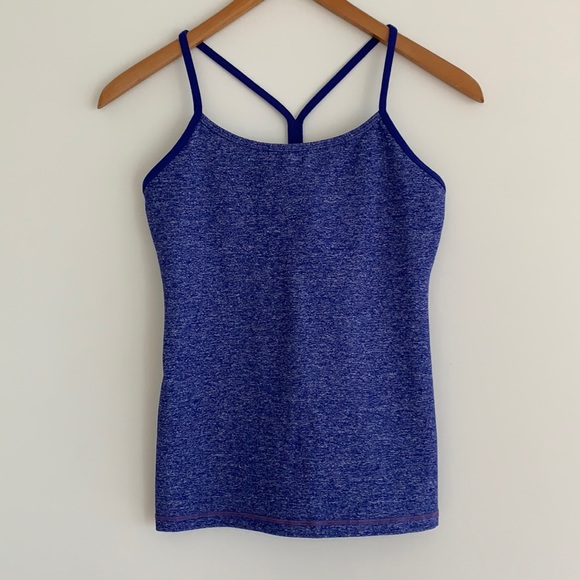lululemon Power Y Tank Built-in Bra Light Support Heathered Blue Sz8